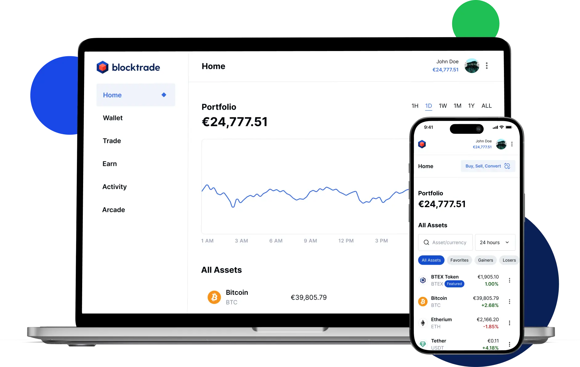 Blocktrade crypto trading platform mockup